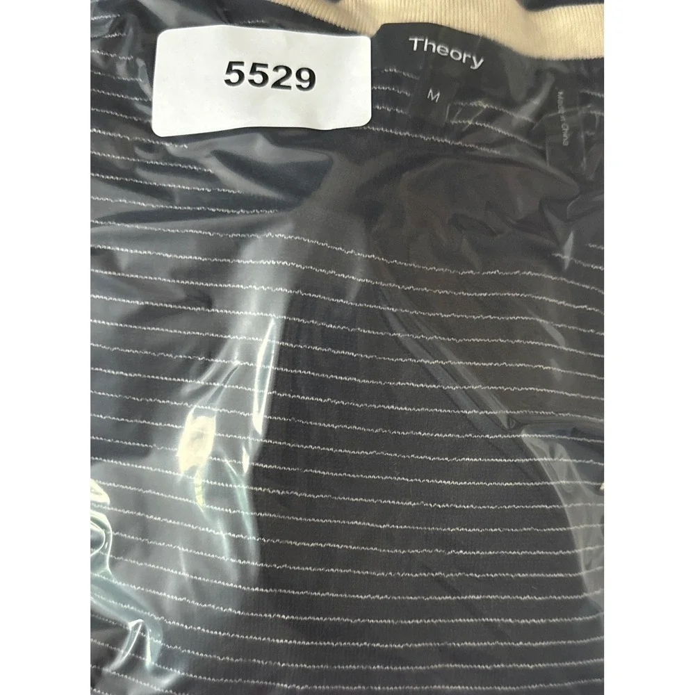 Theory Ollis Striped Crewneck Sweater Men Size M Navy White Merino Knit Pullover
